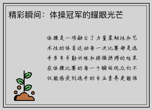 精彩瞬间：体操冠军的耀眼光芒